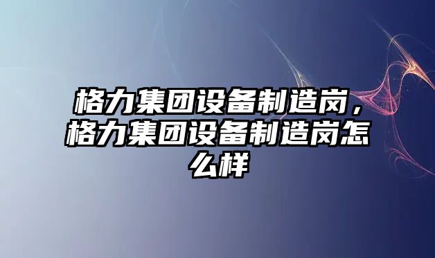 格力集團設備制造崗，格力集團設備制造崗怎么樣