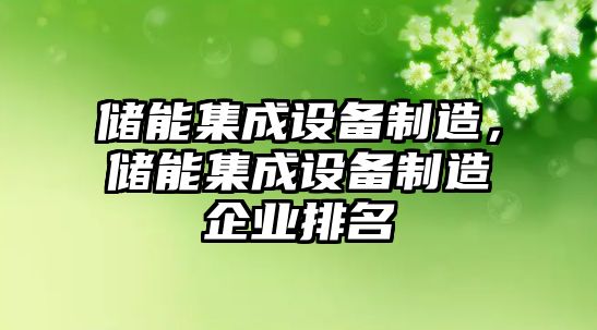 儲能集成設備制造，儲能集成設備制造企業(yè)排名
