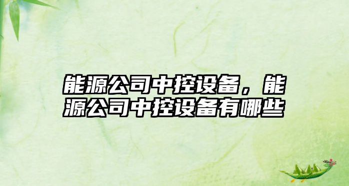 能源公司中控設備，能源公司中控設備有哪些