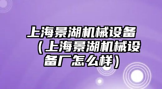 上海景湖機械設備（上海景湖機械設備廠(chǎng)怎么樣）