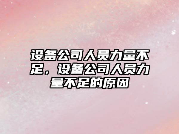 設備公司人員力量不足，設備公司人員力量不足的原因