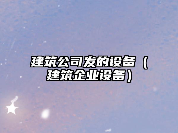 建筑公司發(fā)的設備（建筑企業(yè)設備）