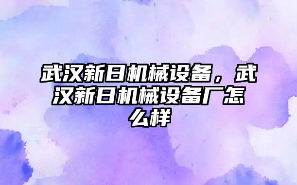 武漢新日機械設備，武漢新日機械設備廠(chǎng)怎么樣