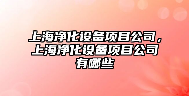 上海凈化設備項目公司，上海凈化設備項目公司有哪些