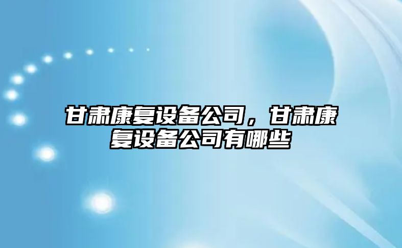 甘肅康復設備公司，甘肅康復設備公司有哪些