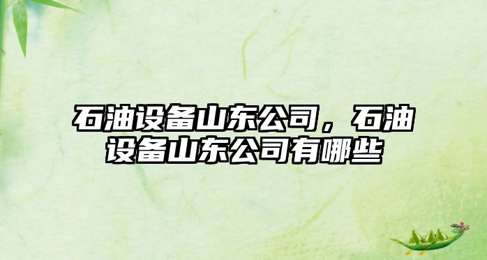 石油設備山東公司，石油設備山東公司有哪些