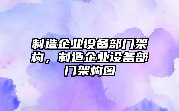 制造企業(yè)設備部門(mén)架構，制造企業(yè)設備部門(mén)架構圖