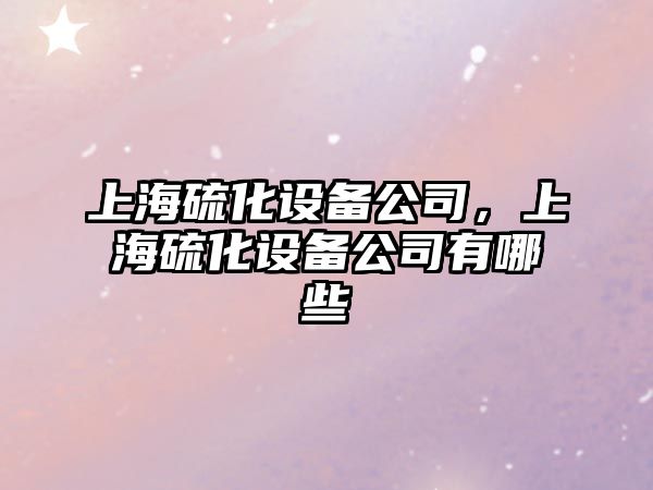 上海硫化設備公司，上海硫化設備公司有哪些