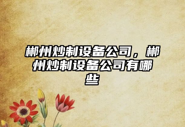 郴州炒制設備公司，郴州炒制設備公司有哪些