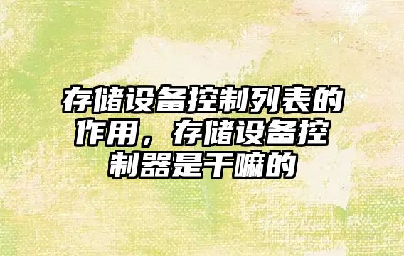 存儲設備控制列表的作用，存儲設備控制器是干嘛的