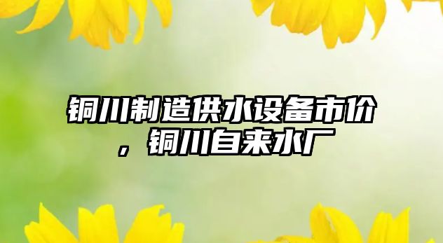 銅川制造供水設備市價(jià)，銅川自來(lái)水廠(chǎng)