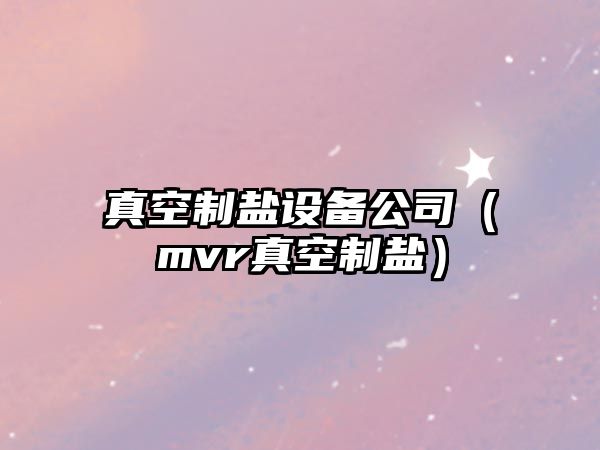 真空制鹽設備公司（mvr真空制鹽）