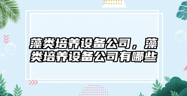 藻類(lèi)培養設備公司，藻類(lèi)培養設備公司有哪些