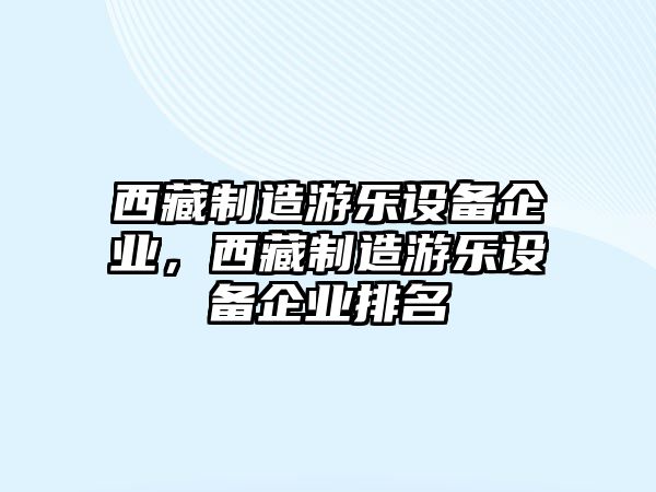 西藏制造游樂(lè )設備企業(yè)，西藏制造游樂(lè )設備企業(yè)排名