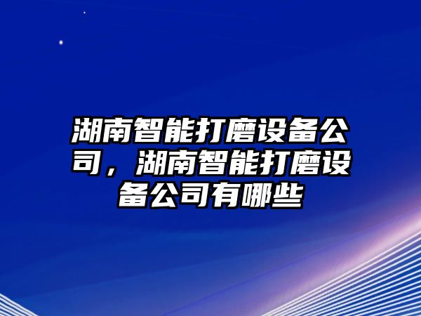 湖南智能打磨設備公司，湖南智能打磨設備公司有哪些