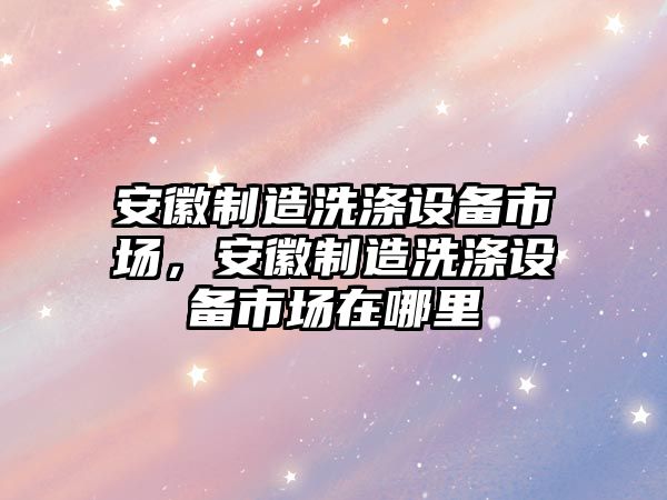 安徽制造洗滌設備市場(chǎng)，安徽制造洗滌設備市場(chǎng)在哪里