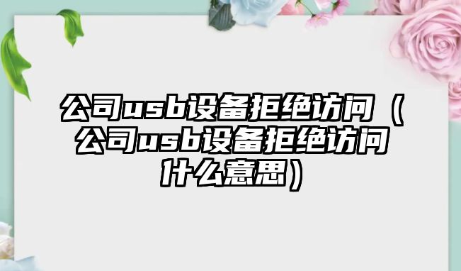 公司usb設備拒絕訪(fǎng)問(wèn)（公司usb設備拒絕訪(fǎng)問(wèn)什么意思）