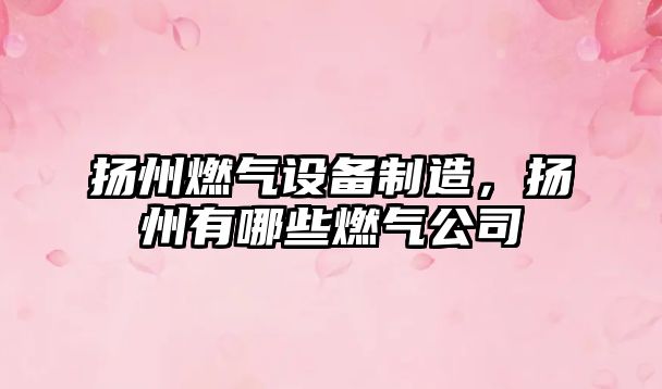 揚州燃氣設備制造，揚州有哪些燃氣公司