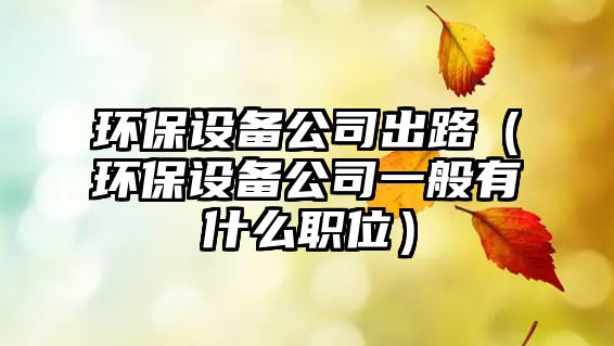 環(huán)保設備公司出路（環(huán)保設備公司一般有什么職位）