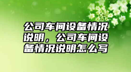 公司車(chē)間設備情況說(shuō)明，公司車(chē)間設備情況說(shuō)明怎么寫(xiě)
