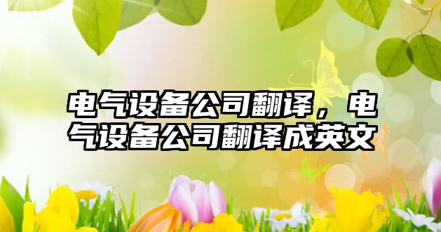 電氣設備公司翻譯，電氣設備公司翻譯成英文