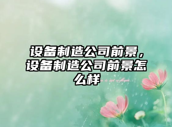 設備制造公司前景，設備制造公司前景怎么樣