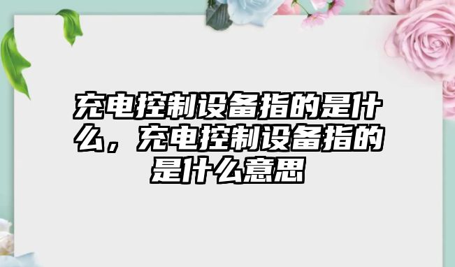 充電控制設備指的是什么，充電控制設備指的是什么意思