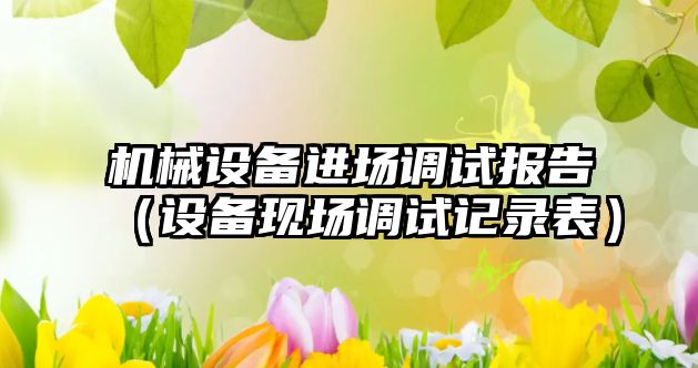 機械設備進(jìn)場(chǎng)調試報告（設備現場(chǎng)調試記錄表）
