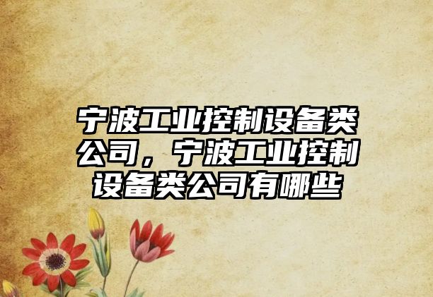 寧波工業(yè)控制設備類(lèi)公司，寧波工業(yè)控制設備類(lèi)公司有哪些