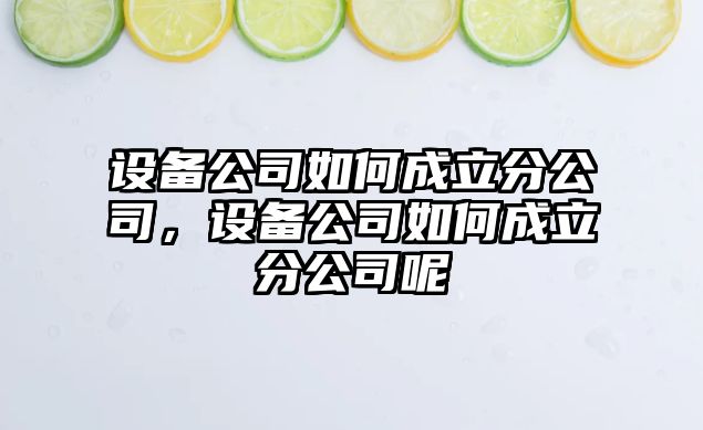 設備公司如何成立分公司，設備公司如何成立分公司呢