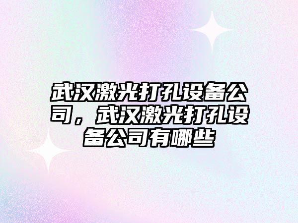武漢激光打孔設備公司，武漢激光打孔設備公司有哪些
