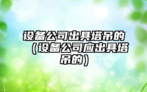 設備公司出具塔吊的（設備公司應出具塔吊的）