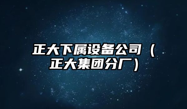 正大下屬設備公司（正大集團分廠(chǎng)）