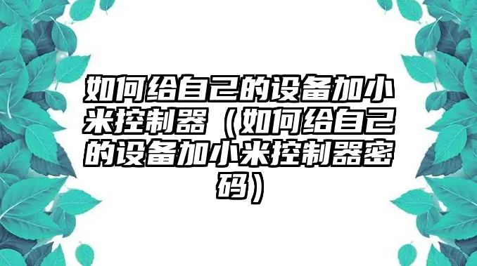 如何給自己的設備加小米控制器（如何給自己的設備加小米控制器密碼）
