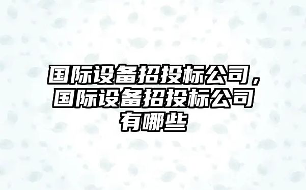 國際設備招投標公司，國際設備招投標公司有哪些