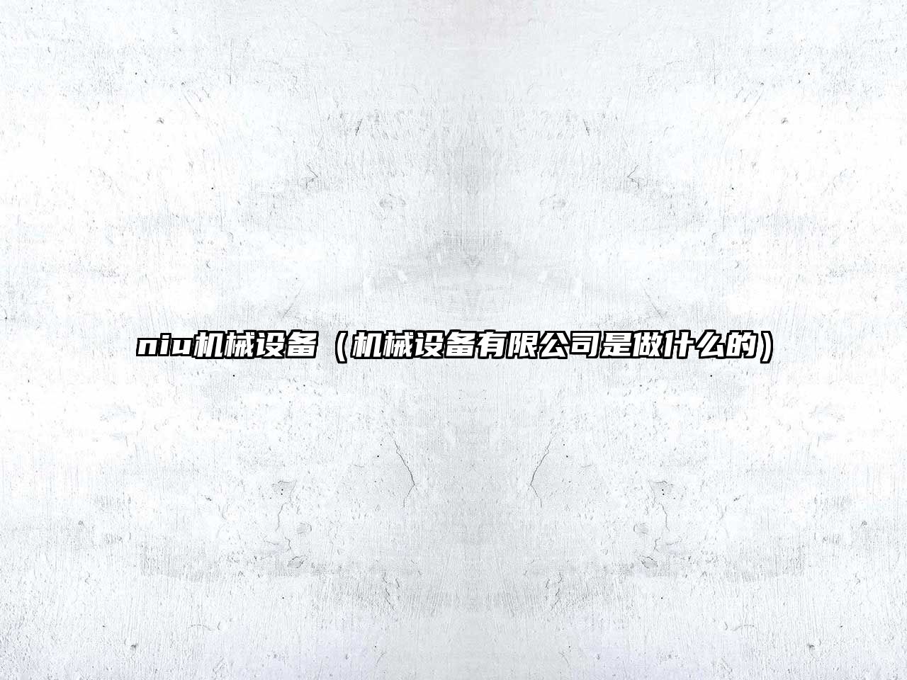 niu機械設備（機械設備有限公司是做什么的）
