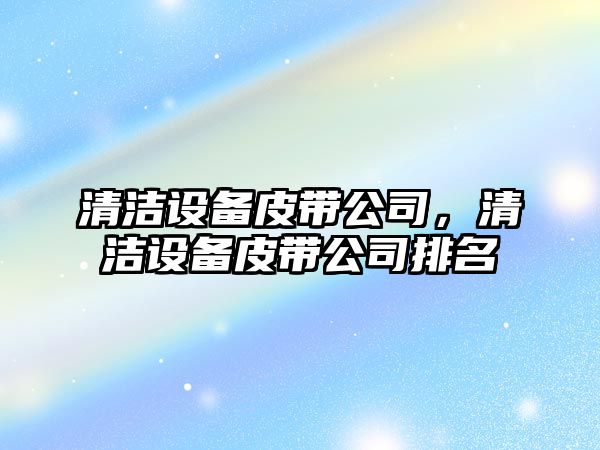 清潔設備皮帶公司，清潔設備皮帶公司排名