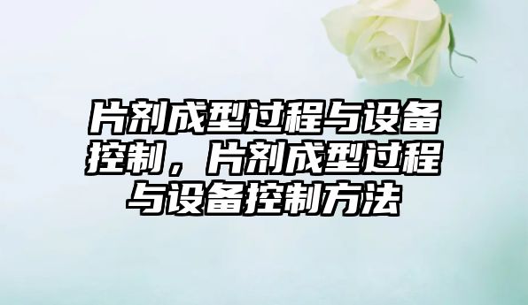 片劑成型過(guò)程與設備控制，片劑成型過(guò)程與設備控制方法