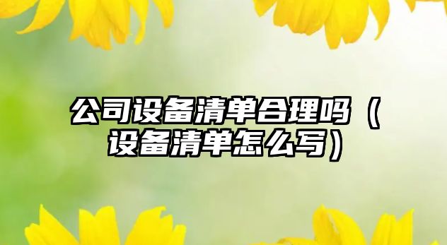 公司設備清單合理嗎（設備清單怎么寫(xiě)）