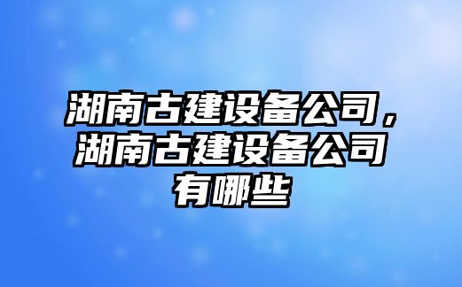 湖南古建設備公司，湖南古建設備公司有哪些