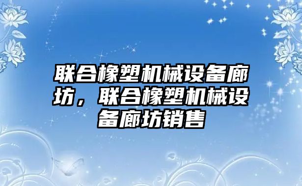 聯(lián)合橡塑機械設備廊坊，聯(lián)合橡塑機械設備廊坊銷(xiāo)售