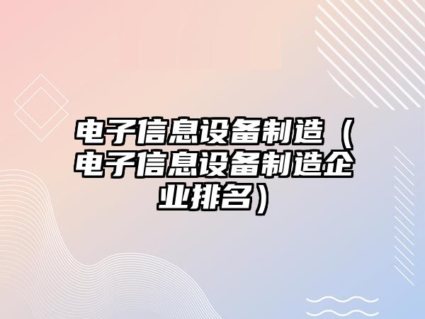 電子信息設備制造（電子信息設備制造企業(yè)排名）