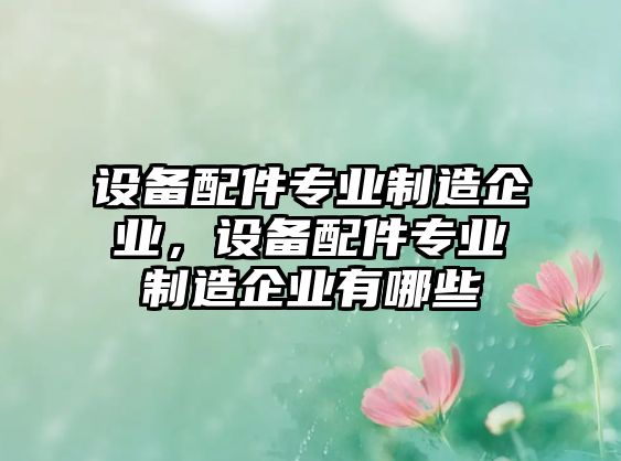 設備配件專(zhuān)業(yè)制造企業(yè)，設備配件專(zhuān)業(yè)制造企業(yè)有哪些