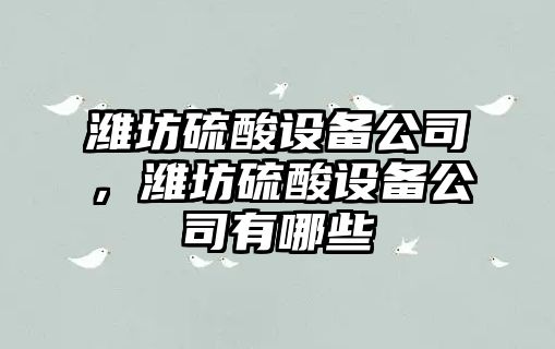 濰坊硫酸設備公司，濰坊硫酸設備公司有哪些