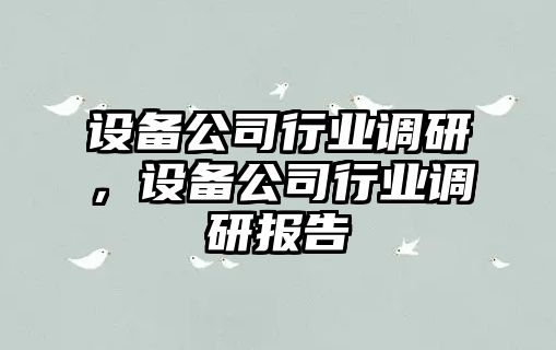 設備公司行業(yè)調研，設備公司行業(yè)調研報告