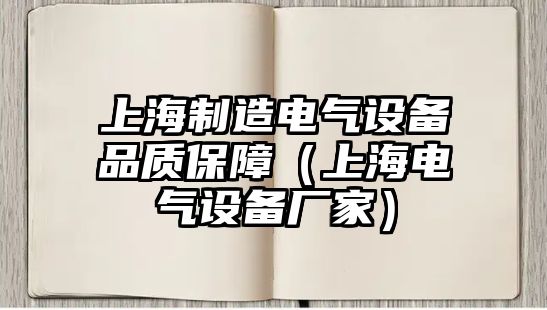 上海制造電氣設備品質(zhì)保障（上海電氣設備廠(chǎng)家）