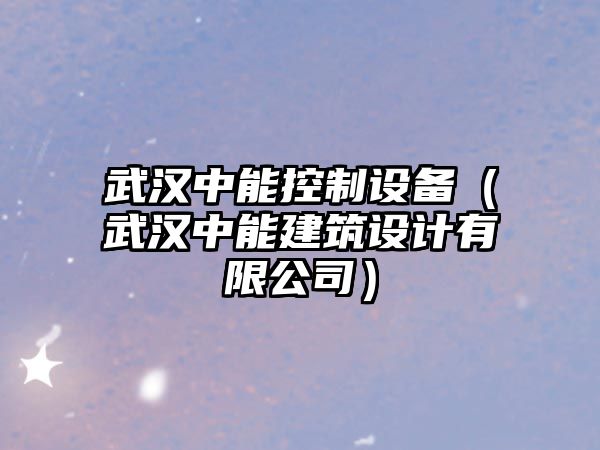 武漢中能控制設備（武漢中能建筑設計有限公司）