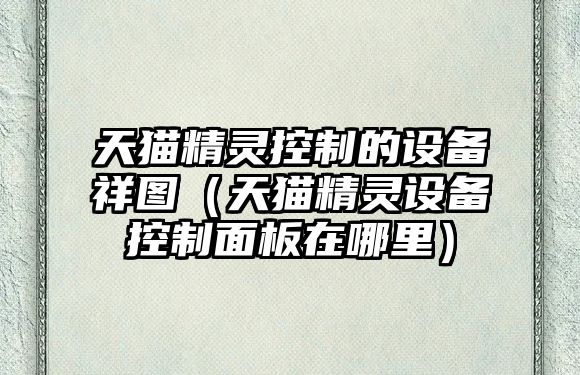 天貓精靈控制的設備祥圖（天貓精靈設備控制面板在哪里）