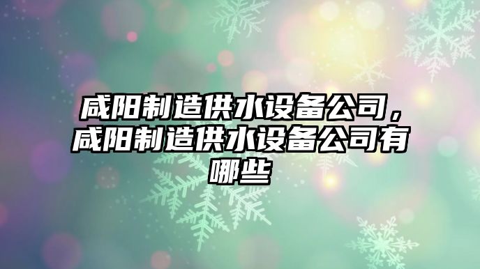 咸陽(yáng)制造供水設備公司，咸陽(yáng)制造供水設備公司有哪些