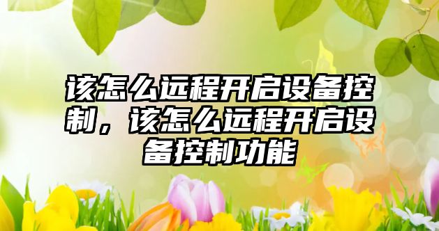 該怎么遠程開(kāi)啟設備控制，該怎么遠程開(kāi)啟設備控制功能